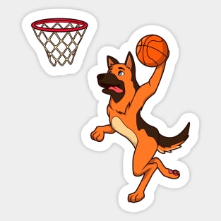 Cartoon shepherd dog playing basketball Sticker